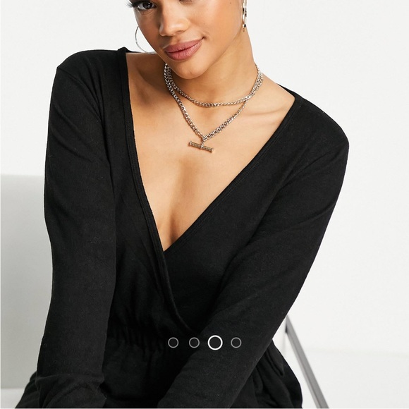 NWT! NA-KD knitted mini dress black S small wrap soft holiday occasion - Picture 3 of 9